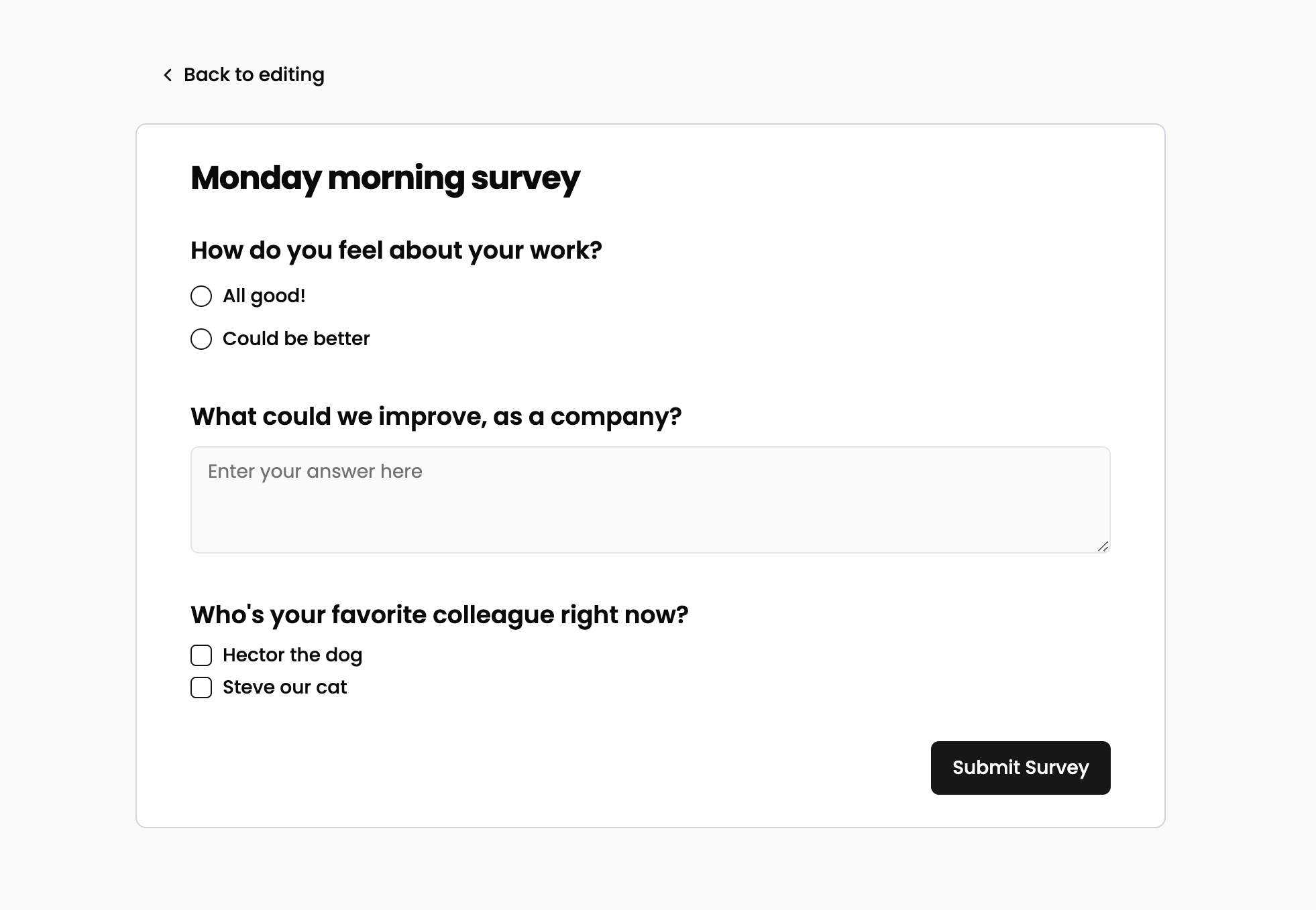 Survey results